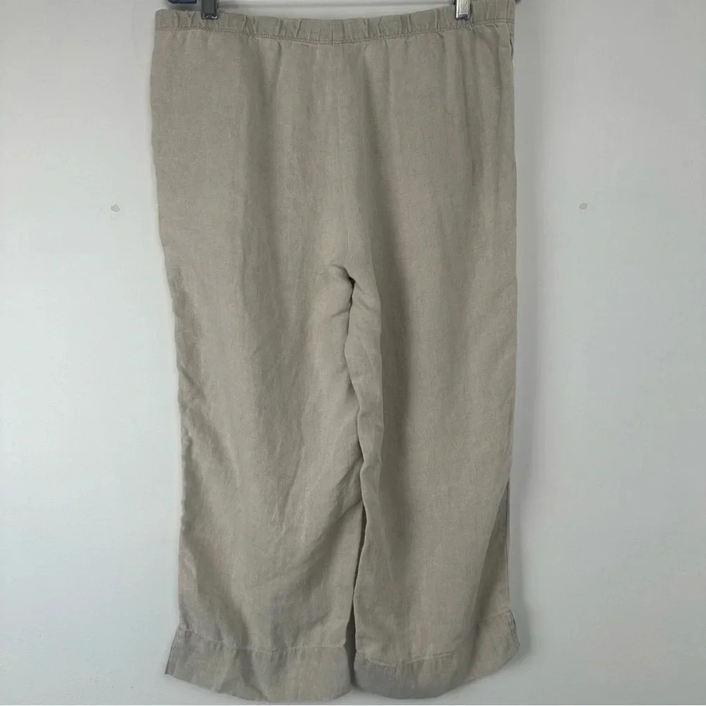 J. Jill Women’s Linen Pull On Pant Size Medium Petite Cropped‎ Lagenlook Boho